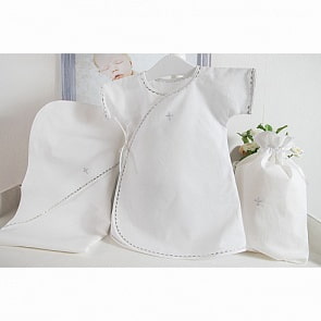 Крестильный набор для мальчика – Павел, 3 предмета, 9-12 месяцев, белый/серебро (Makkaroni Kids, 2000000001692)