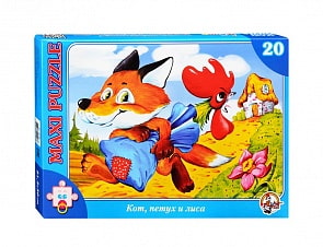 Пазл макси Кот, петух и лиса, 20 деталей (Десятое королевство, 00196ДК)