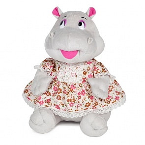 Бегемотик Шура в платьице, озвученная, 23 см (MaxiToys, MP-HH-C6813F)