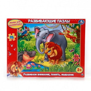 Развивающий пазл в рамке - Мама для мамонтенка, 15 элементов (Умка, 4690590102091sim)