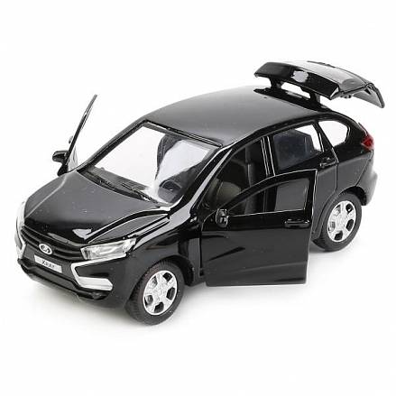 Модель Lada XRAY черная 12 см открываются двери инерционная