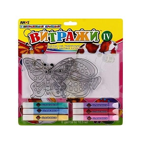 Набор витражных красок, 2 витража-брелока, 6 цветов (Amos, 18693)