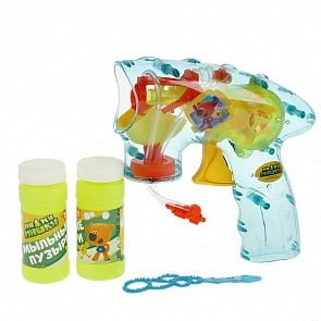 Пистолет Мимимишки механический для пускания мыльных пузырей, свет, 2 пузырька 50 мл (Играем вместе, BB323-2-MMM)