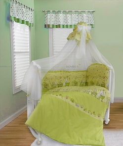 Комплект в кроватку - Забавки, 7 предметов, зелёный (Bombus, BOM_1334)