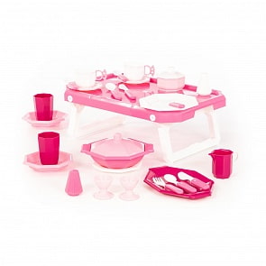 Набор детской посуды – Ретро с подносом, 29 элементов (Полесье, П-61737)