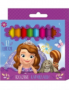 Восковые карандаши «Disney София», 12 штук (Росмэн, 28887ros)