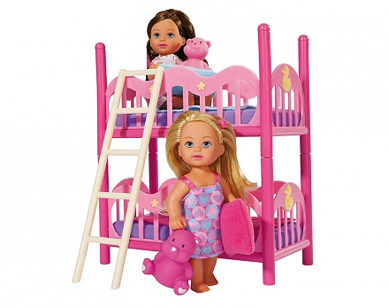 Кукла Еви - Подружки, 2 куклы с кроваткой, 12 см 