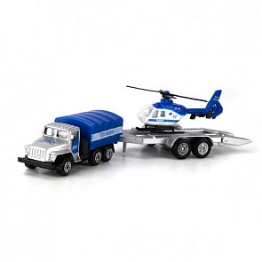 Набор из 2-х металлических машин - Полиция с прицепом, 7 см (Технопарк, SB-15-46)