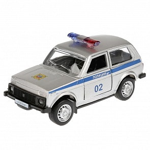 Металлическая инерционная машина Лада 4 х 4 – Полиция, 9 см (Технопарк, X600-H09010-R)