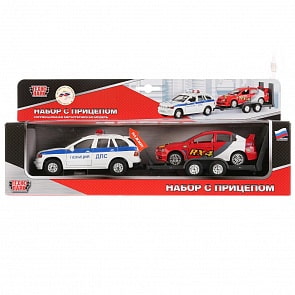 Машина металлическая инерционная – эвакуатор Дпс с машиной, свет и звук (Технопарк, CT10-065-1sim)