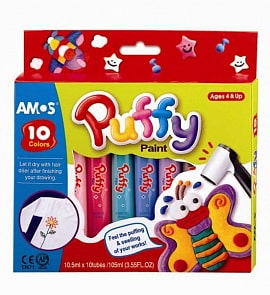 Краски объемные Puffy, 10 цветов, требует нагрева (Amos, 20639)