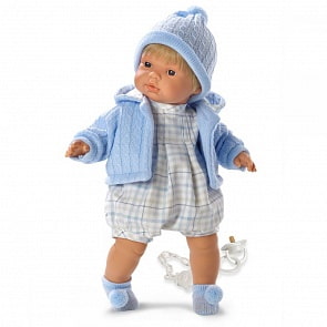 Интерактивная кукла Пабло в голубой кофточке 38 см., со звуком (Llorens Juan S.L., L 38537veg)