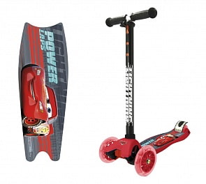 Самокат трехколесный Disney – Тачки, управляется наклоном (1Тoy, Т14735)
