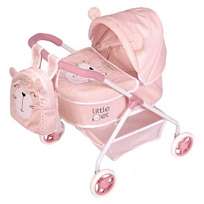 Коляска для куклы с рюкзаком - Литл Пет, 56 см (DeCuevas, 86039)