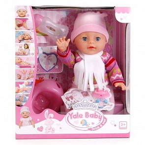 Пупс функциональный, пьет и писает, с аксессуарами, 30 см. (Yale Baby, YL1712Bsim)