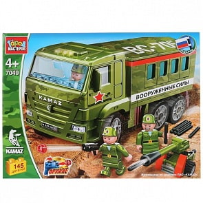 Конструктор Город Мастеров - Армия: камаз с пушкой, 145 деталей (Город Мастеров, 7049-KK)