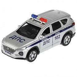 Машина Полиция Hyundai Santa Fe 12 см двери и багажник открываются металлическая инерционная (Технопарк, SANTAFE2-12POL-SR) - миниатюра