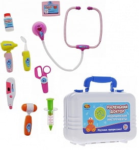 Маленький доктор. Набор доктора в чемодане, 8 предметов (ABtoys, PT-00334)