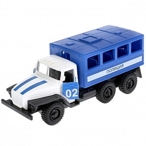 Полиция Урал будка 12 см - металлическая инерционная машинка  (Технопарк, SB-16-51-A-WB)