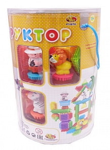 Конструктор со щетинками - Кид Блок, 90 деталей, в наборе с фигурками (Abtoys, PT-00795)