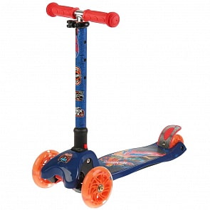 Самокат 3 колесный складной - Hot wheels, управление наклоном, колеса Pu 120 и 80, свет, регулируемая высота  (S103HWS-2)