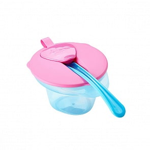 Тарелочка с отделением для разминания и охлаждения пищи, розовая крышка (Tommee Tippee, 44670241-1st)