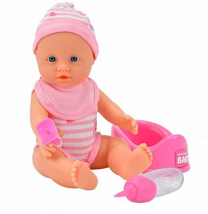 Интерактивная кукла Малыш-пупс из серии New Born Baby, 30 см., умеет писать и пить, аксессуары 