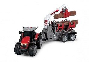 Тактор с прицепом Massey Ferguson 8737, фрикционный, свет и звук, 42 см (Dickie, 3737003) 