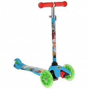 Трехколесный самокат - Синий трактор, управление наклоном, светящиеся колеса 12 и 8 см (MINI203-BTR)