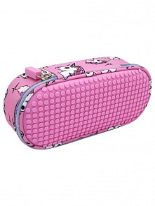 Пенал школьный пиксельный Super class pencil case WY-B012 с единорогами, цвет розовый (Upixel, 81008)