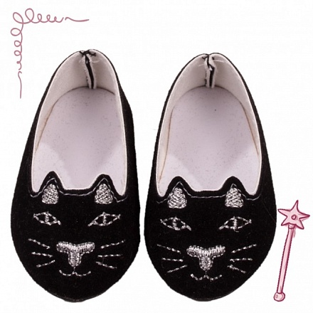 Обувь для кукол - Балетки Черная кошка, 42-50 см 