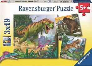 Пазл - Первобытные хищники, 3 пазла по 49 деталей (Ravensburger, 09358)