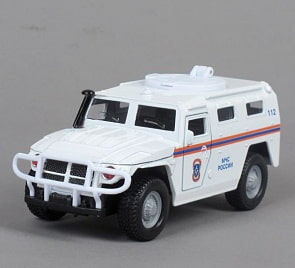 Машина металлическая инерционная ГАЗ – Тигр - МЧС, 1:43, со светом и звуком (Технопарк, CT12-357-N2sim)