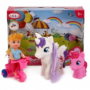 Кукла Машенька 12 см. на велосипеде, с двумя пони (Карапуз, MARY88833-BB)