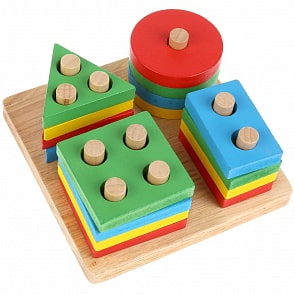 Деревянная развивающая игрушка – Пирамида - Фигуры (Буратино, 01-11-R)