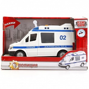 Машина пластиковая инерционная – Полиция, свет и звук, открываются двери, 22 см. (Технопарк, WY590Bsim)