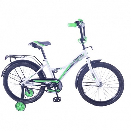 Велосипед детский 20' бело/зеленый gw-тип, багажник, страховочные колеса, звонок 