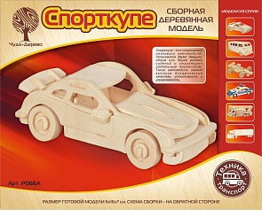 Модель деревянная сборная – Порше, 2 пластины (Wooden Toys, P066A) Модель деревянная сборная – Порше, 2 пластины (Wooden Toys, P066A)