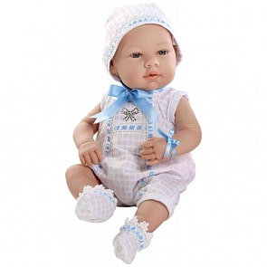 Пупс Swarowski в бело-голубом боди с цветными стразами в виде бантика, 42 см (Arias, Т59290)