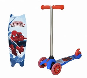 Трехколесный самокат Marvel - Человек-Паук, светящиеся колеса, 12,5 и 10 см (1toy, Т58417)