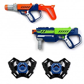 Двойной набор Делюкс из серии Lazer Mad с 2 бластерами, 2 мишенями, 2 модулями, 2 прикладами и 2 держателями (Silverlit, 86848S)