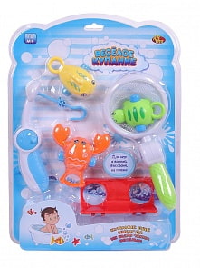 Рыбалка Веселое купание с удочкой, 3 фигурками-брызгалками, сачком и держателем (Abtoys, PT-01047)
