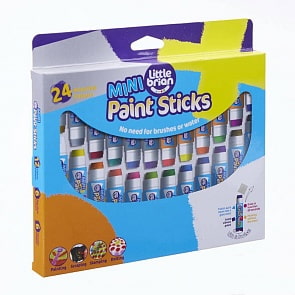 Краски в мини стиках Little Brian, в наборе 24 цвета (Brian Cleg Ltd, LBPS05MCMDA24)