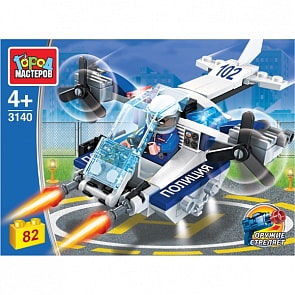 Конструктор Полицейский вертолёт 82 детали (Город мастеров, 3140-CY)