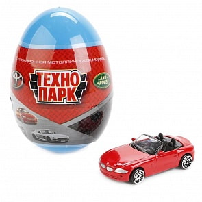 Металлическая машина-сюрприз в яйце - Иномарка, 7,5 см (Технопарк, EGG-TP)
