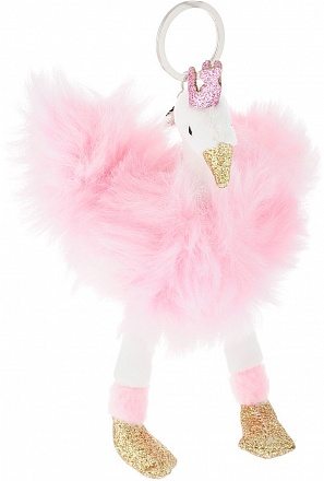 Мягкая игрушка - Лебедь розовый с карабином, 9 см 