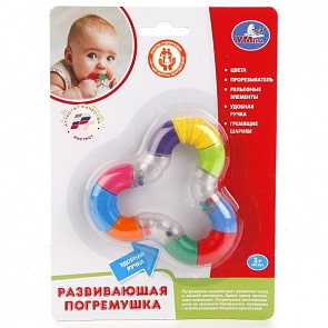 Погремушка - Я познаю мир с гремящими шариками и прорезывателем (Умка, 1605M244-Ysim)