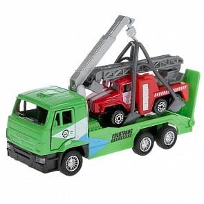 Набор металлических машин - инерционный Камаз эвакуатор 12 см и Урал 7,5 см (Технопарк, SB-17-24-T-WB)