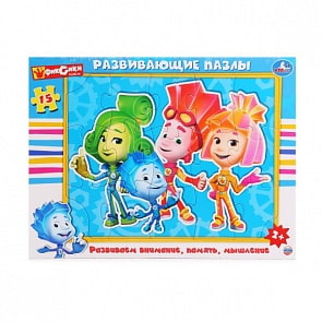 Развивающий пазл в рамке – Фиксики, 15 деталей (Умка, 4690590109373sim)