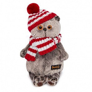 Мягкая игрушка - Басик в полосатой шапке с шарфом, 22 см. (Budi Basa, Ks22-088)
